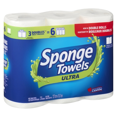 SpongeTowels Ultra - Choose-A-Size - 2 Ply Double Rolls 3s