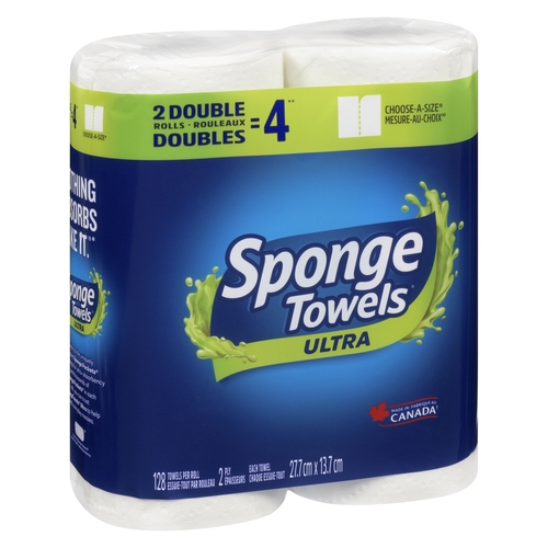 SpongeTowels Ultra - Choose-A-Size - 2 Ply Double Rolls 2s, 1 Each