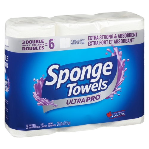 SpongeTowels Ultra Pro - Choose-A-Size - 2 Ply Double Rolls 3s, 1 Each