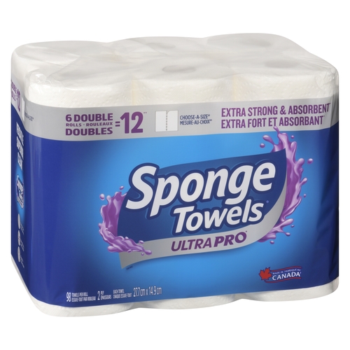 SpongeTowels Ultra Pro - Choose-A-Size - 2 Ply Double Rolls 6s, 1 Each
