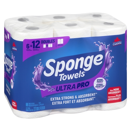 SpongeTowels Ultra Pro - Choose-A-Size - 2 Ply 6 Double Rolls 6s, 1 Each