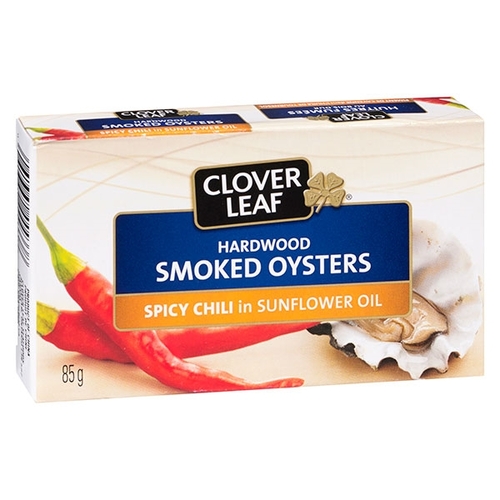 Clover Leaf - Hardwood Smoked Oysters - Spicy Chilli in Sunflower Oil 85g, 1 Each