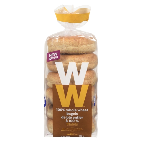 Weight Watchers WW - Bagels - 100% Whole Wheat 6's 378g