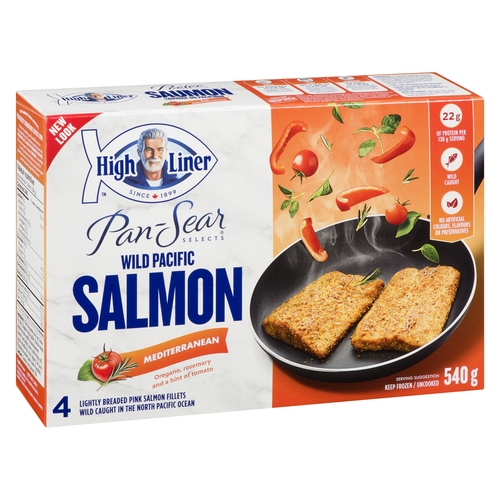 High Liner - Pan-Sear Selects - Wild Pacific Salmon Lightly Breaded Pink Salmon Fillets - Mediterranean 4's 540g, 1 Each