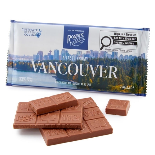 Rogers' Chocolates - A Taste From Vancouver Milk Chocolate Bar 75g, 1 Each