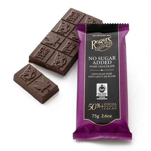 Rogers' Chocolates - Dark Chocolate - No Sugar Added Bar 75g, 1 Each
