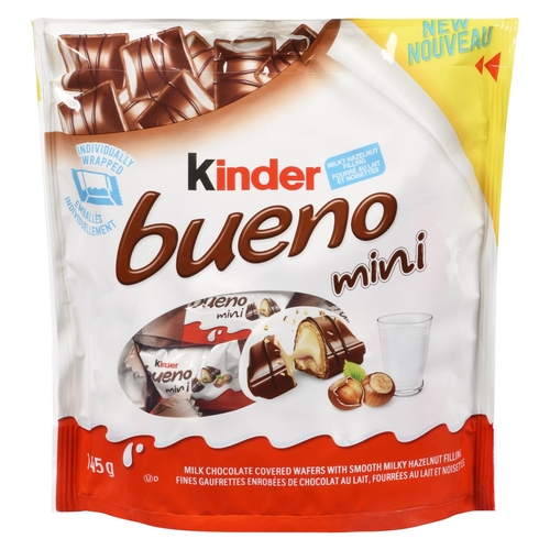 Kinder - Bueno Milk Chocolate Covered Wafers with Smooth Milky Hazelnut Filling - Mini 145g, 1 Each