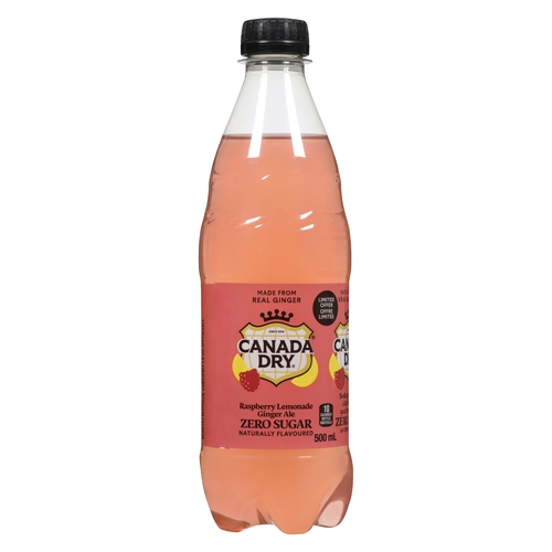 Canada Dry - Zero Sugar Ginger Ale - Raspberry Lemonade 500ml, 1 Each