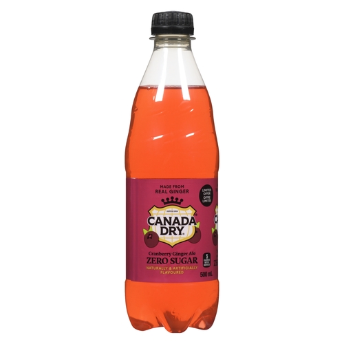 Canada Dry - Zero Sugar Ginger Ale - Cranberry 500ml, 1 Each