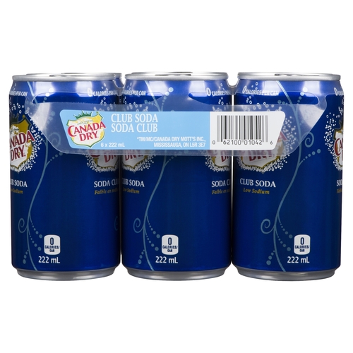 Canada Dry - Club Soda - Mini Cans 6/222ml, 1 Each