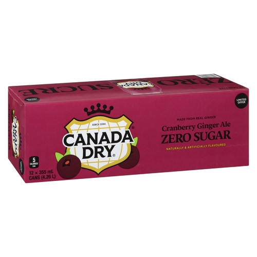 Canada Dry - Zero Sugar Ginger Ale - Cranberry 12/355ml, 1 Each