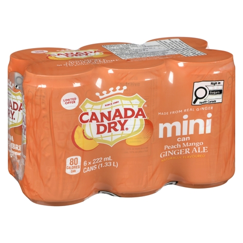 Canada Dry Ginger Ale - Peach Mango 6/222ml, 1 Each