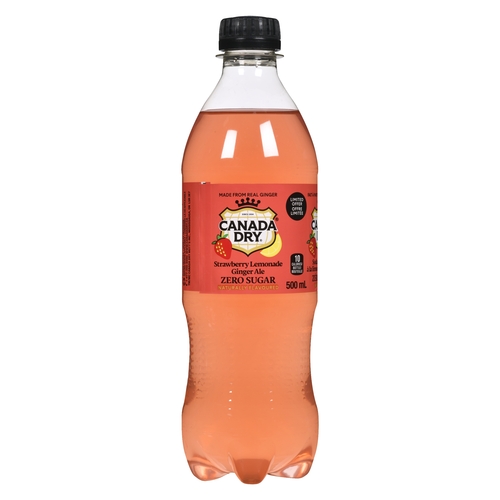 Canada Dry Ginger Ale - Strawberry Lemonade - Zero Sugar 24/500ml, 1 Each