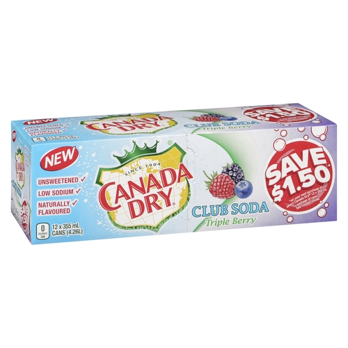 Canada Dry Club Soda - Triple Berry 12/355ml