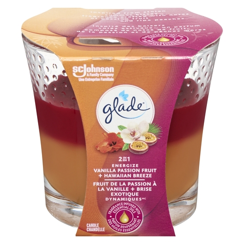 SC Johnson - Glade Candle 2 in 1 - Energize Vanilla Passion Fruit + Hawaiian Breeze, 1 Each