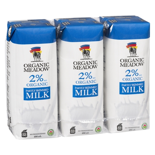 Organic Meadow - Organic Milk Partly Skimmed 2% m.f. - UHT Refrigeration Not Required 3/250ml, 1 Each