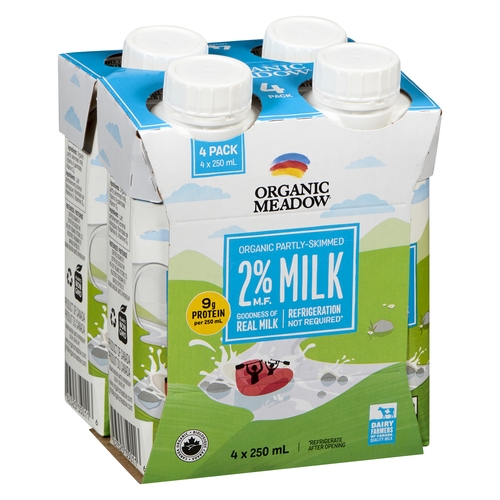 Organic Meadow Organic Partly-Skimmed UHT Milk 2% m.f. 4/250ml, 1 Each