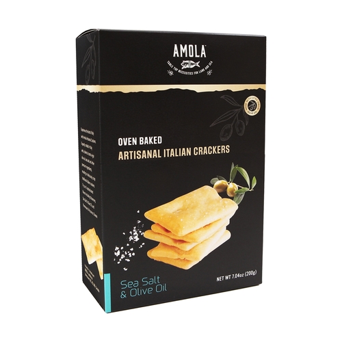 Amola - Oven Baked Artisanal Italian Crackers – Sea Salt & Olive Oil 200g, 1 Each