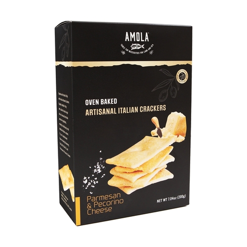 Amola - Oven Baked Artisanal Italian Crackers – Parmesan & Pecorino Cheese 200g, 1 Each