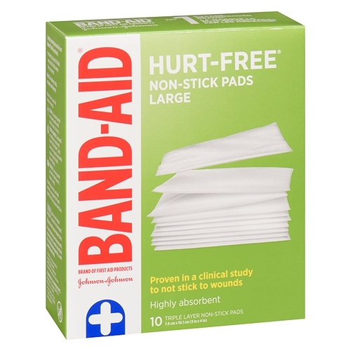 Johnson & Johnson - Band-Aid Hurt-Free Non-Stick Pads - Large 3"x4" 10's 10g