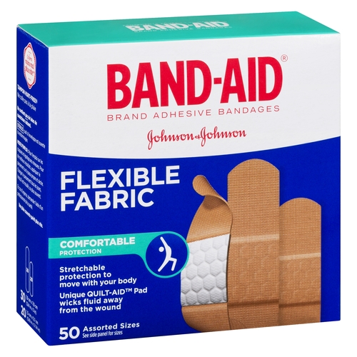 Johnson & Johnson - Band-Aid Adhesive Bandages - Flexible Fabric - Assorted Sizes 50pk, 1 Each