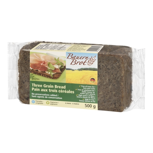 Bauern Brot - Three Grain Bread 500g, 1 Each