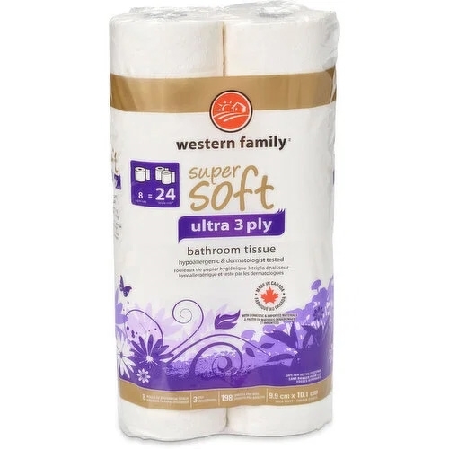 Western Family - Bathroom Tissue - Ultra Super Soft 3 Ply 8pk, 1 Each