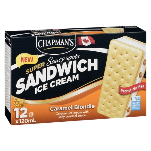 Chapman's - Super Saucy Spots Ice Cream Sandwiches - Caramel Blondie 12/120ml