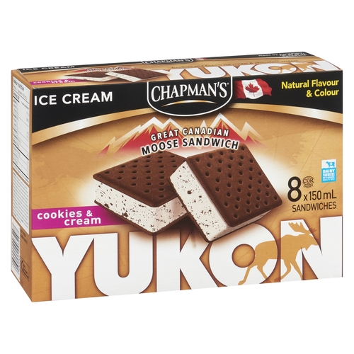 Chapman's - Yukon Ice Cream Sandwiches - Cookies & Cream 8s