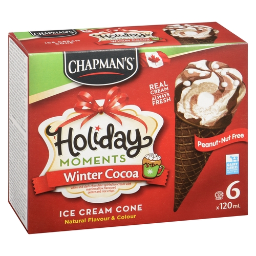 Chapman's - Holiday Moments Ice Cream Cones - Winter Cocoa 6/120ml, 1 Each