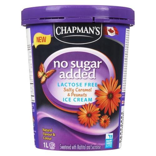 Chapman's - Ice Cream - Lactose Free - No Sugar Added - Salty Caramel & Peanuts 1l, 1 Each