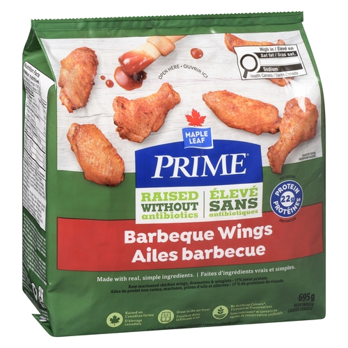 Maple Leaf Prime - Raw Marinated Chicken Wings, Drumettes & Winglets Barbeque Wings 696g, 1 Each