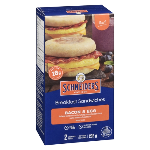 Schneiders - Breakfast Sandwiches - Bacon & Egg 2's 232g, 1 Each