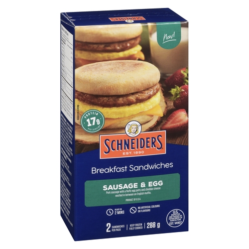 Schneiders - Breakfast Sandwiches - Sausage & Egg 2's 288g, 1 Each