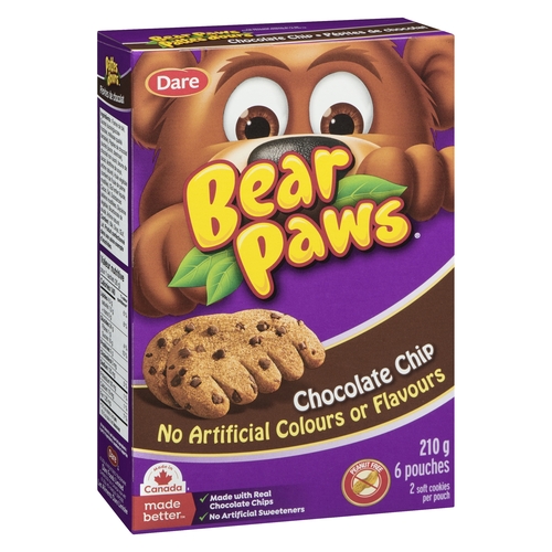 Dare Bear Paws Soft Cookies - Chocolate Chip 6's 210g, 1 Each