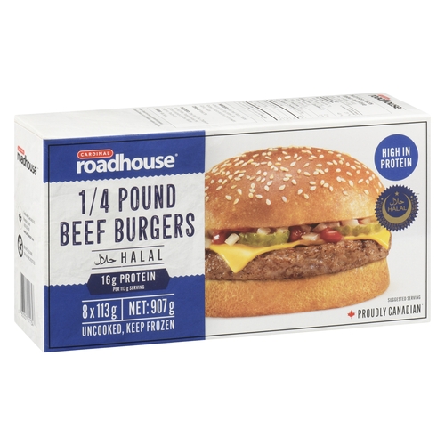 Cardinal Roadhouse - 1/4 Pound Beef Burgers 8's 907g