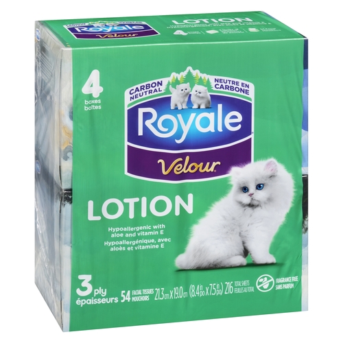Royale - Velour Lotion Facial Tissues - 3 Ply 4pk, 1 Each