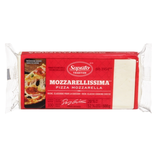 Saputo 1954 - Mozzarellissima Pizza Mozzarella Cheese 20% m.f. 500g, 1 Each