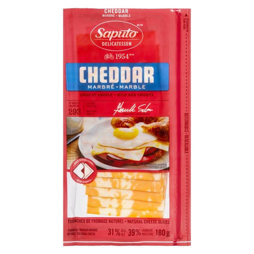 Saputo Delicatessen - Marble Cheese Slices 31% m.f. 180g, 1 Each