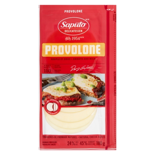 Saputo Delicatessen - Provolone Cheese Slices 24% m.f. 180g, 1 Each