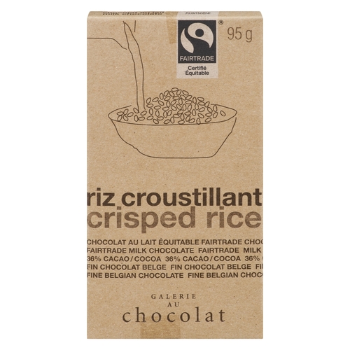 Galerie Au Chocolat - Fairtrade Belgian Milk Chocolate - Crisped Rice 36% Cocoa 100g, 1 Each