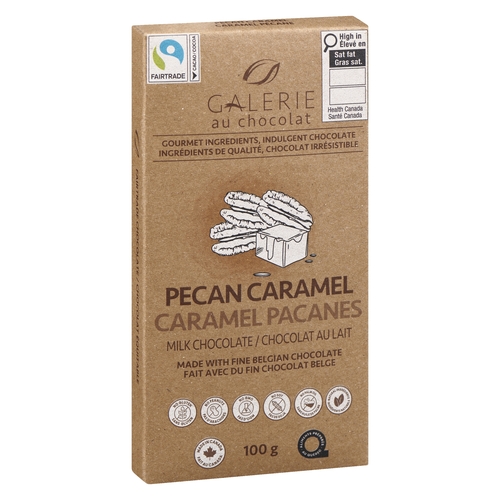Galerie au Chocolat - Fairtrade Belgian Milk Chocolate - Pecan Caramel 100g, 1 Each