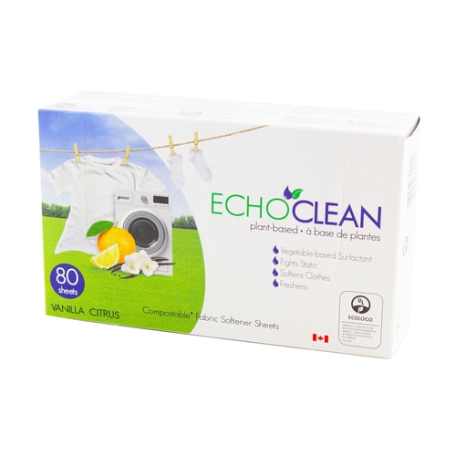 Echoclean - Fabric Softener Sheets - Vanilla Citrus 80s, 1 Each