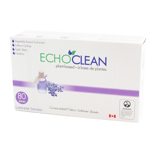 Echoclean - Fabric Softener Sheets - Lavender 80s, 1 Each