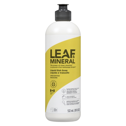 Leaf & Mineral - Liquid Dish Soap - Unscented 532ml, 1 Each