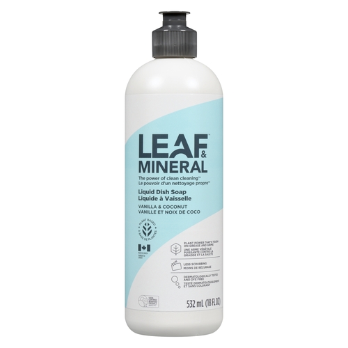Leaf & Mineral - Liquid Dish Soap - Vanilla & Coconut 532ml, 1 Each