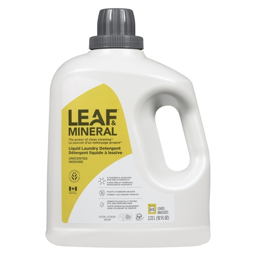 Leaf & Mineral - Liquid Laundry Detergent - Unscented 63 Loads 2.72l, 1 Each