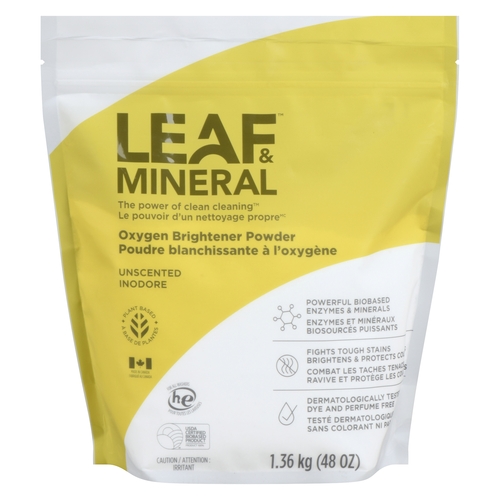 Leaf & Mineral - Oxygen Brightener Powder - Unscented 1.36kg, 1 Each
