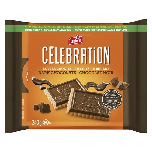 Leclerc - Celebration Butter Cookies - Dark Chocolate - 45% Cacao 240g