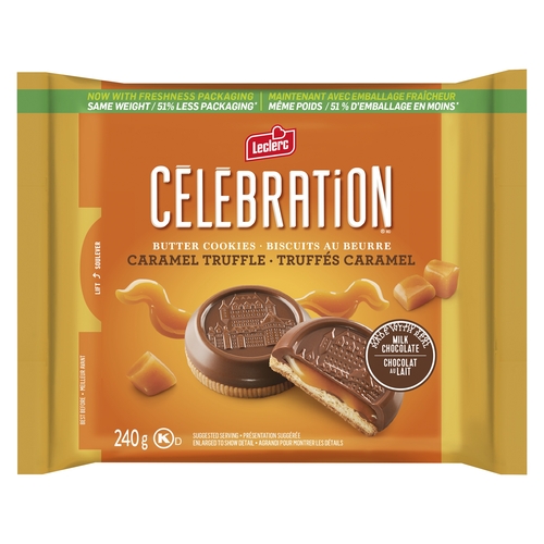 Leclerc - Celebration Butter Cookies - Milk Chocolate Caramel Truffle 240g, 1 Each